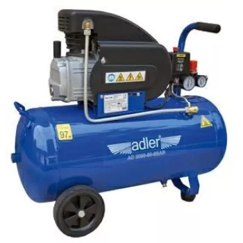 Adler AD 2050-50 50L eļļas kompresors, 8 bar, 230V, 2 HP, 206 L/min ieplūde, riteņi un rokturis
