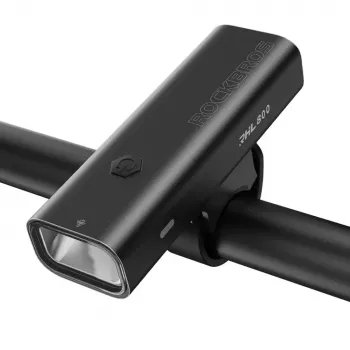 Rockbros 24710012001 priekšējais velosipēda lukturis 800 lm ar USB-C uz USB-A kabeli, melns