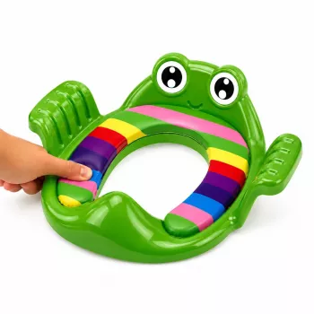 LEAN TOYS Bērnu tualetes sēdekļa pārklājs ar mīkstu sēdvirsmu un rokturiem, zaļš
