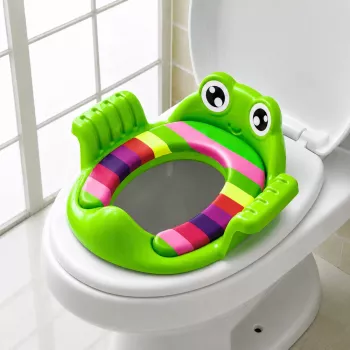 LEAN TOYS Bērnu tualetes sēdekļa pārklājs ar mīkstu sēdvirsmu un rokturiem, zaļš