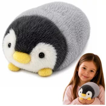LEAN TOYS plīša pingvīns mīkstā rotaļlieta balts un pelēks 16 cm