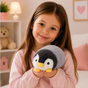 LEAN TOYS plīša pingvīns mīkstā rotaļlieta balts un pelēks 16 cm