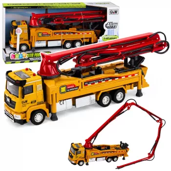 LEAN TOYS Concrete Pump Truck RC rotaļlieta ar gaismām, skaņām un ūdens šļakstīšanu, mērogs 1:40