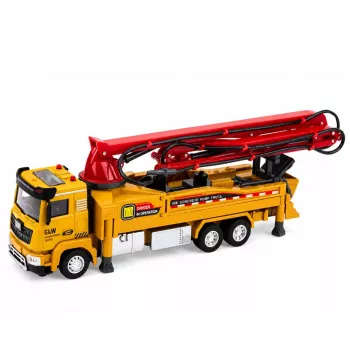 LEAN TOYS Concrete Pump Truck RC rotaļlieta ar gaismām, skaņām un ūdens šļakstīšanu, mērogs 1:40