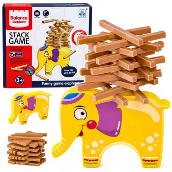 LEAN TOYS Balancing Elephant būvēšanas spēle ar klucīšiem - 61 gab.