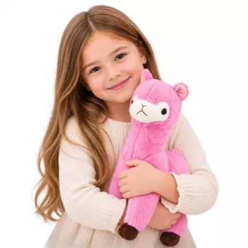 LEAN TOYS Alpaka Lama mīkstā rotaļlieta 38 cm, rozā