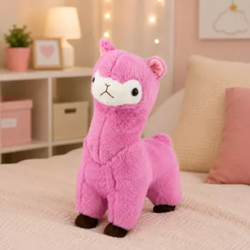 LEAN TOYS Alpaka Lama mīkstā rotaļlieta 38 cm, rozā