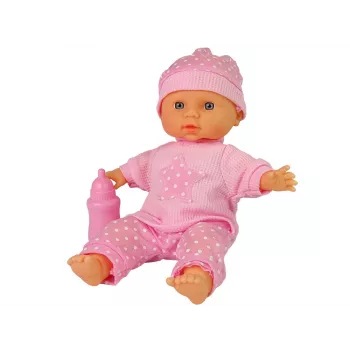 LEAN TOYS Sweet Baby Doll Pink Bottle Sounds Interactive 30cm Baby Doll ar Barošanas Pudeļi