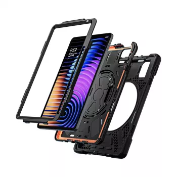 Crong Defender Plus bruņotais maciņš Xiaomi Pad 8 / 8 Pro / Pad 7 / 7 Pro 11,2 collu – Melns