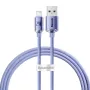 Baseus Crystal Shine Lightning to USB-A kabelis 1,2 m purpursarkanā krāsā, 2,4 A ātra uzlāde
