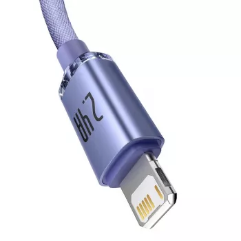 Baseus Crystal Shine Lightning to USB-A kabelis 1,2 m purpursarkanā krāsā, 2,4 A ātra uzlāde
