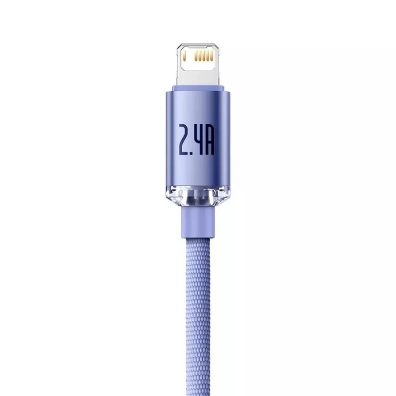 Baseus Crystal Shine Lightning to USB-A kabelis 1,2 m purpursarkanā krāsā, 2,4 A ātra uzlāde
