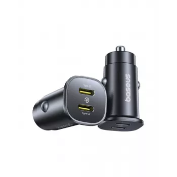 Baseus GoTrip 2 x USB-C sienas lādētājs 30W PD & QC - Melns
