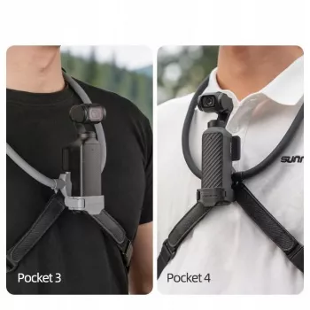 SUNNYLIFE Elastīgs kakla stiprinājums DJI Osmo Pocket 3/4 un POV darbības kamerām, melns