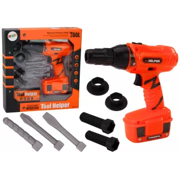 LEAN TOYS DIY Battery Powered Drill Orange, urbji un skrūves