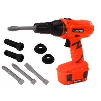 LEAN TOYS DIY Battery Powered Drill Orange, urbji un skrūves