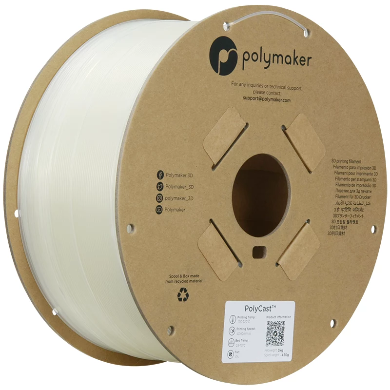 Polymaker PolyCast PVB 3D printera pavediens, 1,75 mm, 3 kg, Natural