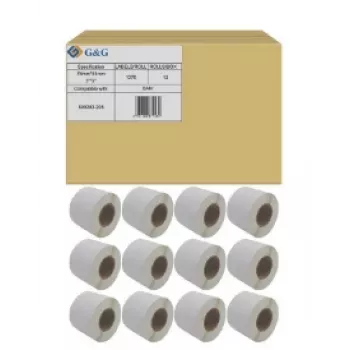 G&G Zebra 800283-205 termopārsūtīšanas etiķetes 76x51 mm perforētas, 1370 etiķetes/rulī, 12 ruļļi/kastē (16440 etiķetes)