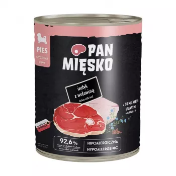 PAN MIĘSKO Puppy Turcija ar Liellopu gaļu Slapjā suņu barība 800g – Pilnvērtīga un sabalansēta bezgraudu konservētā barība visu šķirņu kucēniem