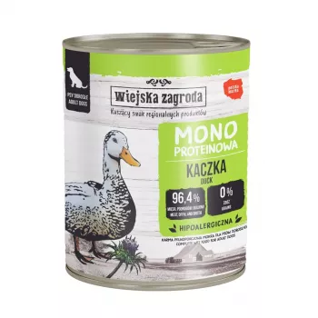 WIEJSKA ZAGRODA Mono Duck mitrais suņu barība – 800g kārba, bez graudiem, viena proteīna avots