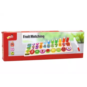 LEAN TOYS koka izglītojošā šķirošanas tāfele – matemātika ar augļiem un cipariem, 85 daļas, Montessori rotaļlieta bērniem no 3 gadiem