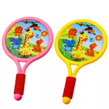 LEAN TOYS Bērnu badmintona raketes Animals Yellow Pink
