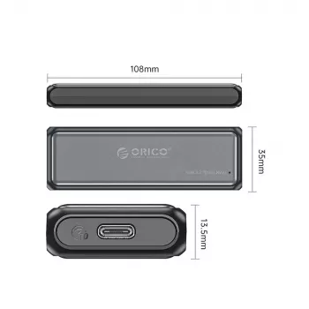 Orico DDM2-C3-G2 M.2 NVMe SSD korpuss USB-A USB-C 3.2 10Gb/s pelēks