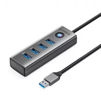 ORICO PDD4U-U3 4 portu USB 3.0 centrmezgls - pelēks