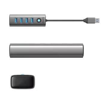 ORICO PDD4U-U3 4 portu USB 3.0 centrmezgls - pelēks