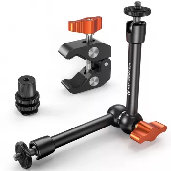 KF Magic Arm Super Clamp montāžas komplekts ar 1/4 collu un 3/8 collu vītnēm, 15-55mm spīlēm, ISO Cold Shoe