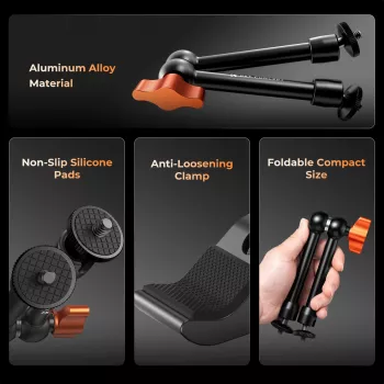 KF Magic Arm Super Clamp montāžas komplekts ar 1/4 collu un 3/8 collu vītnēm, 15-55mm spīlēm, ISO Cold Shoe