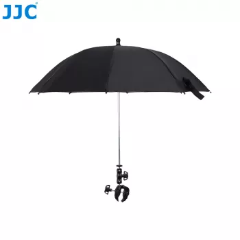 JJC kameras lietussargs ar Super Clamp stiprinājumu, 63 mm atvērums, 1/4 collas un 3/8 collas vītnes, melns