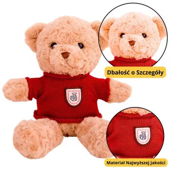 LEAN TOYS plīša lācītis ar sarkanu džemperi, 40 cm
