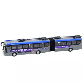LEAN TOYS RC policijas locītavas autobuss ar tālvadību un gaismām, pelēks 1:32