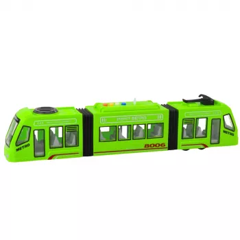 LEAN TOYS City Metro tramvajs ar atveramām durvīm, gaismām un skaņām, zaļš, 1:16