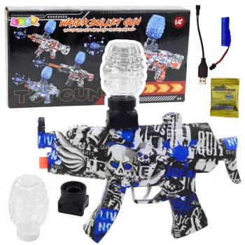 LEAN TOYS elektriskais gēla bumbiņu blasteris Graffiti balts zils