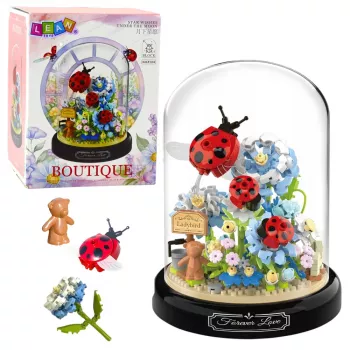 LEAN TOYS Konstruktoru bloki Ziedu kompozīcija ar mārītēm kupolā 596 gab.