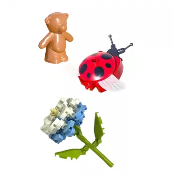 LEAN TOYS Konstruktoru bloki Ziedu kompozīcija ar mārītēm kupolā 596 gab.