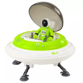 LEAN TOYS UFO kosmosa kuģis ar astronauta figūru, gaismas un skaņas efekti, zaļš