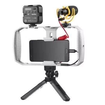 Godox VK1-UC Vlogging komplekts ar USB-C mikrofonu, LED gaismu un statīvu viedtālruņiem