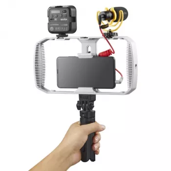 Godox VK1-UC Vlogging komplekts ar USB-C mikrofonu, LED gaismu un statīvu viedtālruņiem
