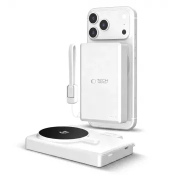 TECH-PROTECT PB40 LIFEMAG MagSafe power bank 10000mAh 25W Qi2.2 balts/sudrabs