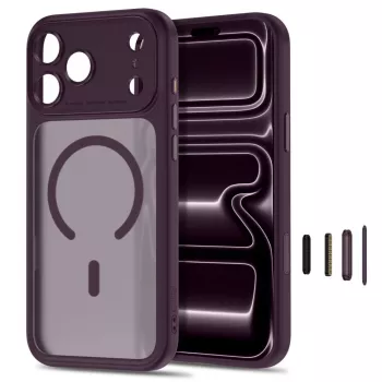 TECH-PROTECT MAGPEAK MAGSAFE CC iPhone 17 Pro / 18 Pro matēti tumši ķiršu krāsas maciņš