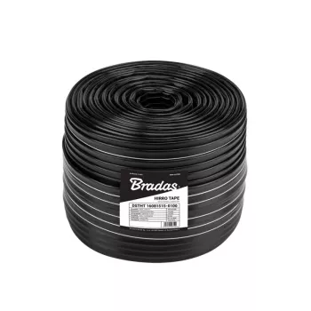 BRADAS Drip Tape 16 mm HIRRO lente 500 m, 8 mil, 1.5 L/h, 20 cm attālums starp emitētājiem, melna