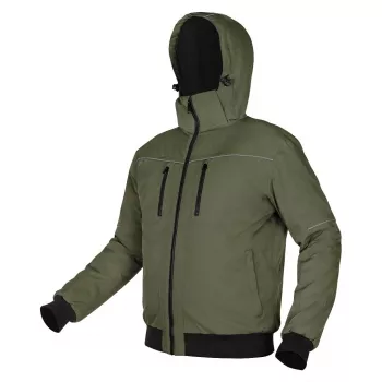 NEO TOOLS siltināta jaka ar kapuci OUTDOOR, zaļa, XXXL izmērs