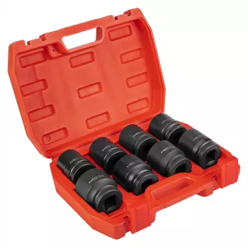 NEO TOOLS 3/4 inch Trieciena uzgriežņu atslēgu komplekts, 26-38 mm, 8 gab., Cr-Mo tērauds, melnais fosfāts, DIN 3121, ar plastmasas kasti