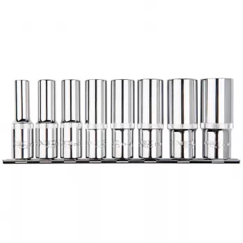 NEO TOOLS 1/2 inch Garais Spline Uzgriežņu Atslēgu Komplekts, 8 gab., M5-M18, Hromvanādija Tērauds, DIN 3121