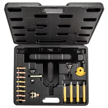 NEO TOOLS 15 daļu BMW benzīna dzinēju laika regulēšanas bloķēšanas komplekts (N40, N42, N45, N46, N46T, N51, N52, N53, N54, N55) ar VANOS regulēšanu, rūdīts tērauds, formēta plastmasas kaste