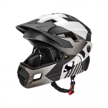 ROCKBROS TS-61 bērnu pārveidojamais veloķivere ar noņemamu zoda aizsargu, S izmērs (48–52 cm), pelēka