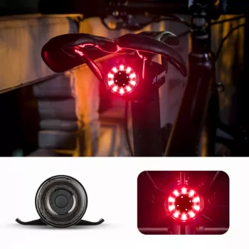 ROCKBROS Q1 aizmugurējais velosipēda lukturis, 7 LED krāsas, ar USB-C kabeli, melns